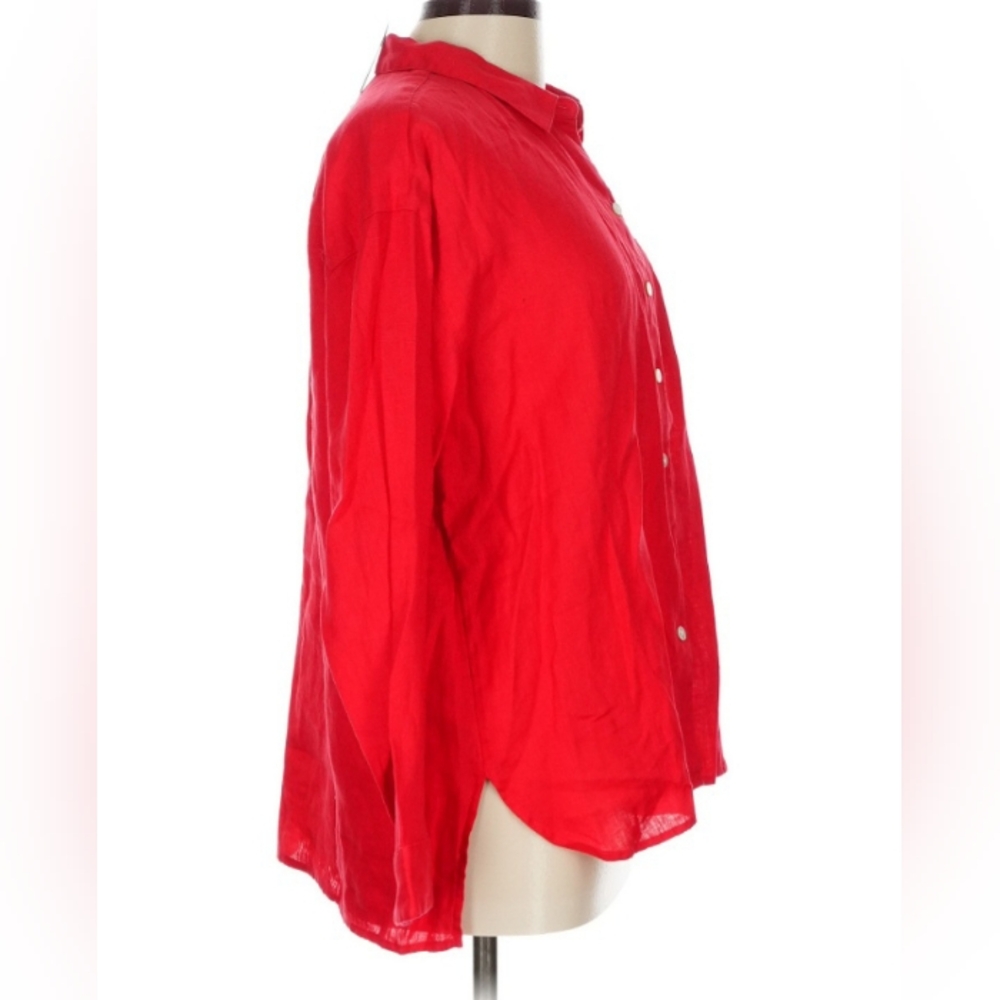 J Jill 100% Linen NEW Geranium Red Size Lp NWT - Picture 3 of 8